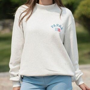 Parke Women's Cream Sweatshirt with Blue and Red Accents